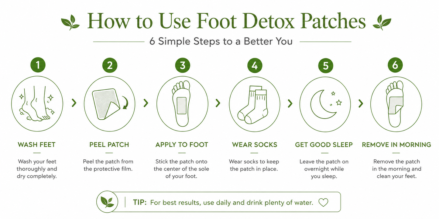 Detox Foot Patch – 10 Patches | Better Sleep, Remove Body Toxins | Natural Bamboo Vinegar